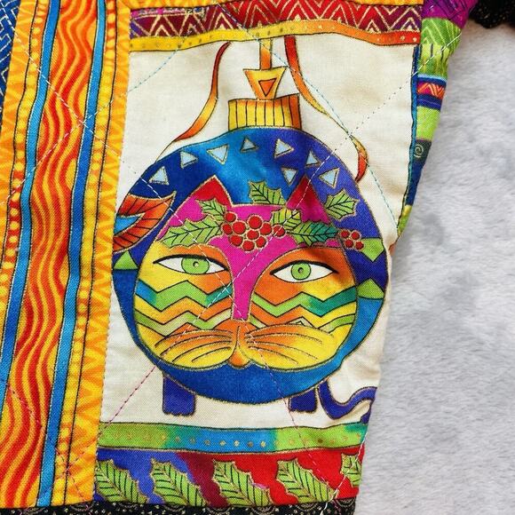 Handmade Quilted Patchwork Holiday Jacket Womens M Cats Birds Art to Wear - Picture 5 of 9
